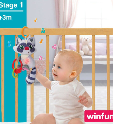 Set of six Winfun soft ratel toys featuring bear designs, measuring 14.5 x 20 x 9.5 cm, ideal for young children’s play.