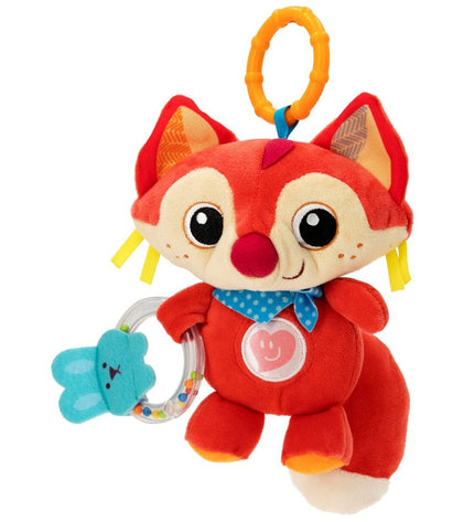 Set of six Winfun soft ratelspeeltjes featuring adorable fox designs for babies, measuring 13.5 x 26.5 x 7.5 cm each.