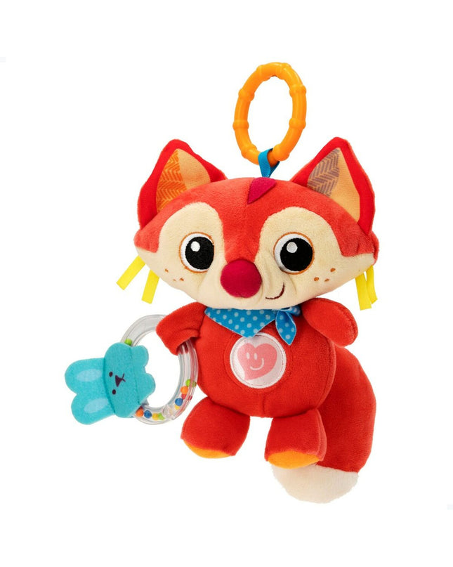 Set of six Winfun soft ratelspeeltjes featuring adorable fox designs for babies, measuring 13.5 x 26.5 x 7.5 cm each.