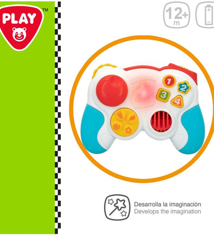 Six blue PlayGo toy controllers for babies, measuring 14.5 x 10.5 x 5.5 cm, designed for young children’s play.