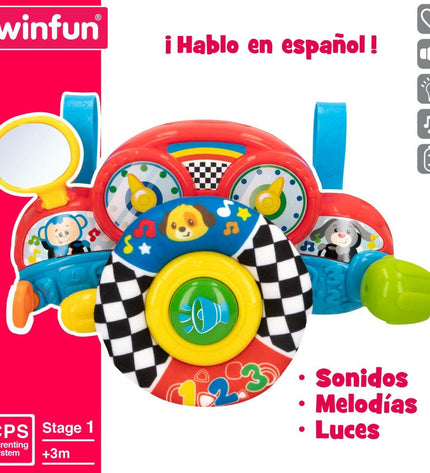 Set of four Winfun baby stroller steering wheels, 29x17x10.5 cm, designed for toddler toy cars and imaginative play.