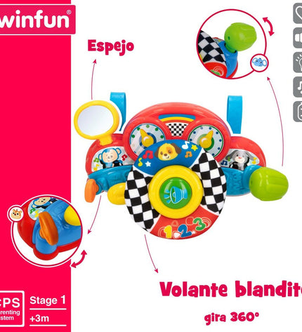 Set of four Winfun baby stroller steering wheels, 29 x 17 x 10.5 cm, designed for toddler toy wagons and play vehicles.