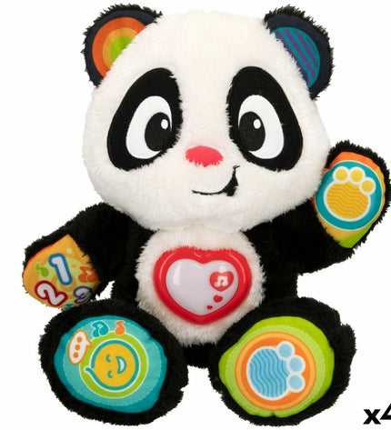 Set of four Winfun baby panda-shaped toys, soft and colorful, designed for infants and young children to play and cuddle.