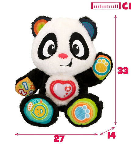 Set of four Winfun baby panda-shaped toys, soft and colorful, designed for infants and young children to play and develop skills.
