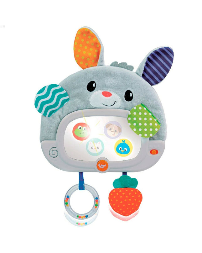 Set of four Winfun bunny-shaped baby toys, soft plush, measuring 25x35x2.5 cm, designed for young children’s play and comfort.