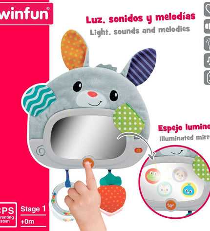 Set of four Winfun baby plush toys shaped like rabbits, measuring 25x35x2.5 cm, soft and suitable for young children.