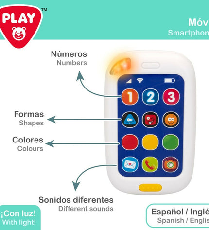 Set of four PlayGo baby toys in bright colors, measuring 14.5 x 10.5 x 5.5 cm, designed for young children.