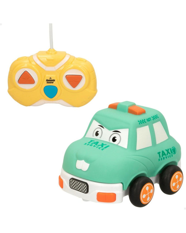 Set of six green Colorbaby remote-controlled police cars, 13x9x10 cm, suitable for children’s play and vehicle toys.