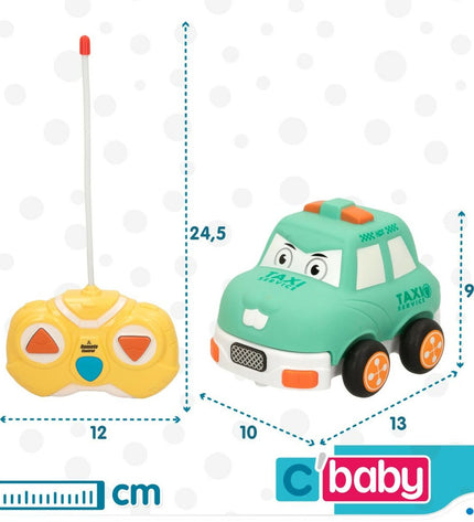 Set of six green Colorbaby remote-controlled police cars, 13x9x10 cm, designed for children's toys and play vehicles.