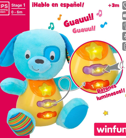 Winfun soft plush dog toy with sound, 15.5 x 16.5 x 11.5 cm, set of six, perfect for children’s play and comfort.