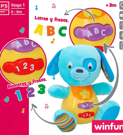 Winfun plush dog toy with sound, soft stuffed animal, 15.5 x 16.5 x 11.5 cm, set of six for children.