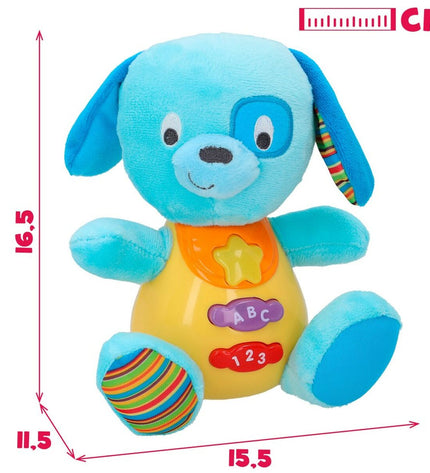Set of six Winfun plush stuffed animals with sound, soft toy dogs measuring 15.5 x 16.5 x 11.5 cm, perfect for children.
