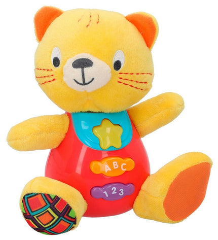Set of six Winfun plush toy cats with sound, soft stuffed animals measuring 16 x 17.5 x 10.5 cm, suitable for children.