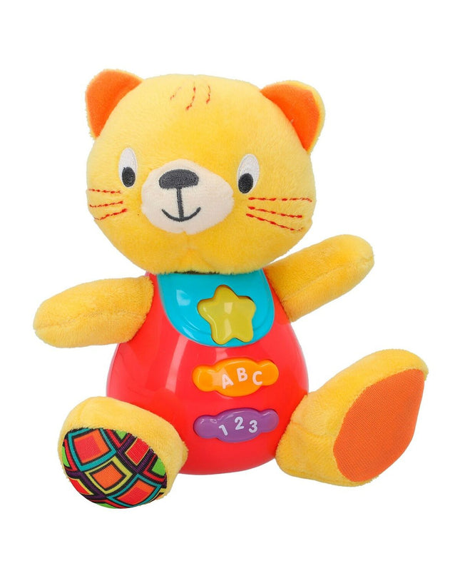 Set of six Winfun plush toy cats with sound, soft stuffed animals measuring 16 x 17.5 x 10.5 cm, suitable for children.