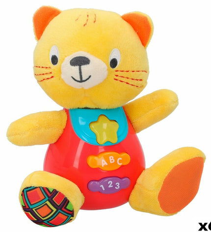 Set of six Winfun plush toy cats with sound, each measuring 16 x 17.5 x 10.5 cm, soft and suitable for children.