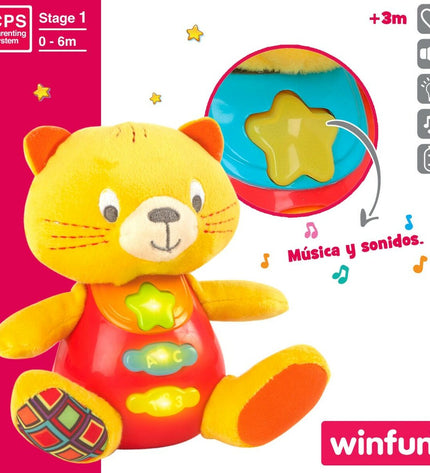 Set of six Winfun soft plush cats with sound, measuring 16 x 17.5 x 10.5 cm, ideal for children's plush toy and game collection.