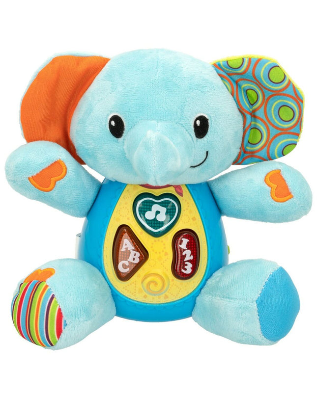 Six Winfun plush elephant toys with sound, soft plush texture, measuring 17x17.5x10 cm, suitable for children's play and cuddling.