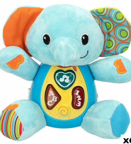 Set of six Winfun plush elephant toys with sound, soft toy figures measuring 17x17.5x10 cm, perfect for children.