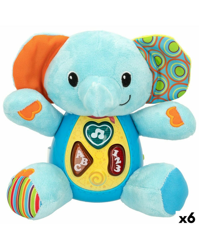 Set of six Winfun plush elephant toys with sound, soft toy figures measuring 17x17.5x10 cm, perfect for children.