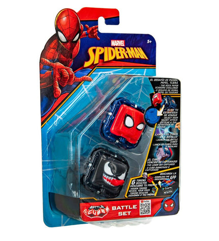 Set of 12 Spider-Man Battle Cubes, colorful agility game toys from Spider-Man for kids' play and fun.