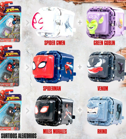 Set of 12 Spider-Man Battle Cubes, colorful agility game toys from Spider-Man for kids' play and fun activities.