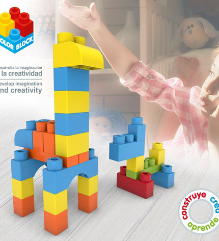 Color Block basic toy set with 80 building pieces, including 6 colorful blocks for creative construction and play.