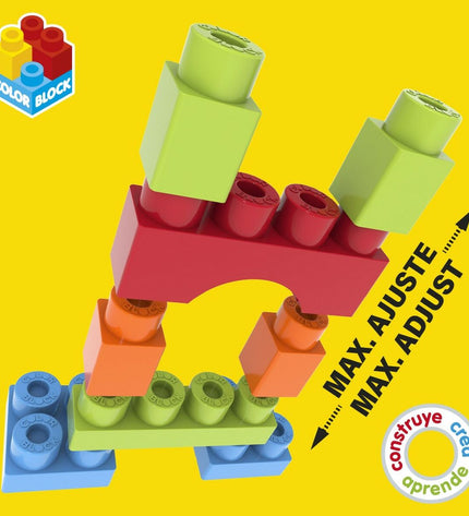 Color Block Bouwspel with 50 colorful cube pieces, basic building blocks for creative play and construction.