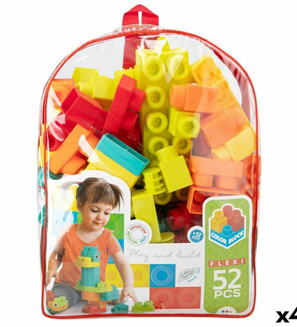 Color Block Bouwspel with 52 colorful building pieces for creative play, four-piece set of construction toys.