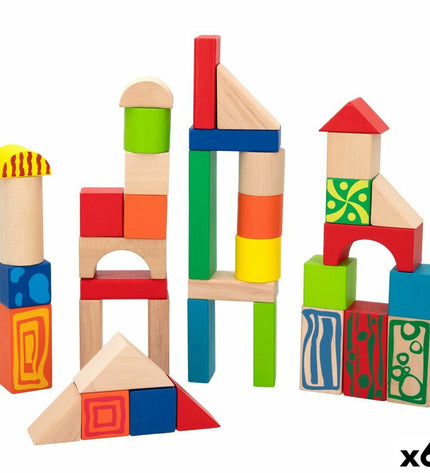 Woomax Bouwspel Woomax 50 onderdelen set, 6 stuk speelgoed en games, colorful building pieces for kids' creative play.