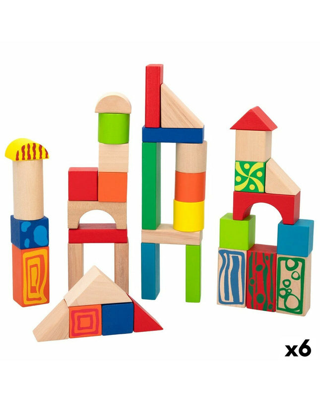 Woomax Bouwspel Woomax 50 onderdelen set, 6 stuk speelgoed en games, colorful building pieces for kids' creative play.
