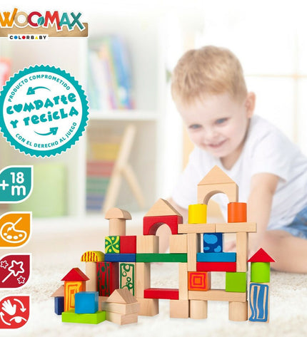 Woomax Bouwspel Woomax 50 onderdelen, 6 stukjes, colorful building pieces for kids' construction speelgoed en games