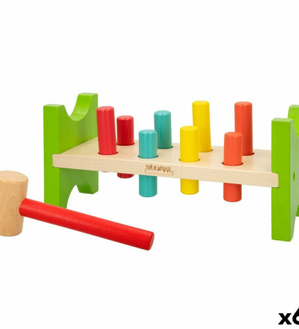 Woomax Behendigheidsspel with 10 colorful wooden pieces for babies and young children, measuring 26x12x9 cm, set of 6 pieces.