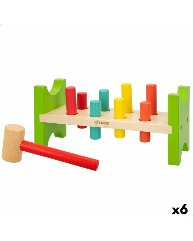 Woomax Behendigheidsspel with 10 colorful wooden pieces for babies and young children, measuring 26x12x9 cm, set of 6 pieces.