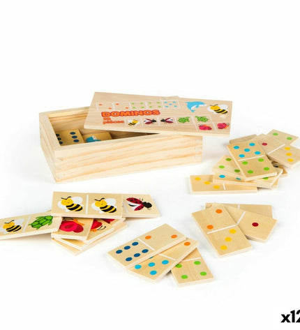 Set of 12 Woomax Domino Woomax dieren toy dominoes for kids' games and play, featuring colorful animal designs.