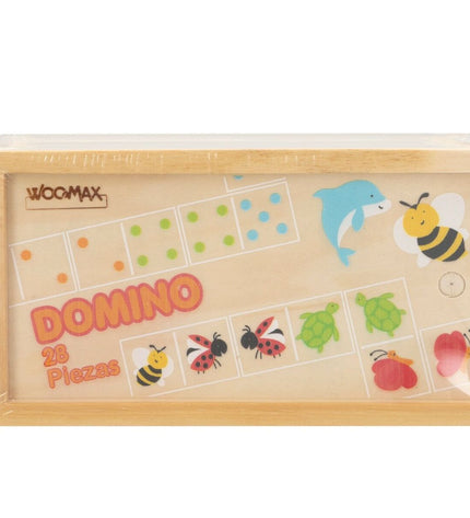 Set of 12 Woomax Domino Woomax dieren toys, colorful animal-themed domino pieces for children’s games and playtime.