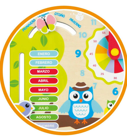 Set of six Woomax educational owl toys for babies, 30x3x30 cm, colorful wooden play items for young children.