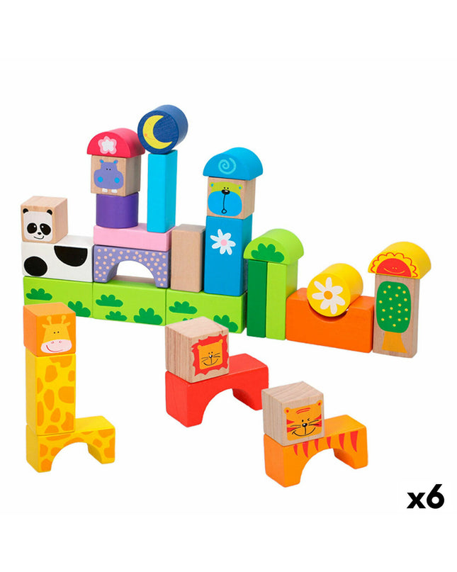 Woomax Bouwspel dieren set with 32 colorful building pieces for creative play and assembly, designed for children.