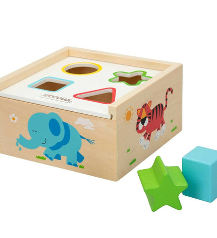 Set of six Woomax wooden baby puzzles with colorful shape pieces, 13.5 x 7.5 x 13 cm, designed for young children’s play.