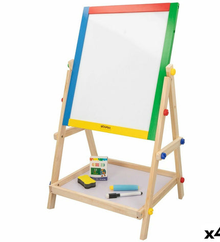 Set of four Woomax 2-in-1 play boards, 37.5 x 65 x 30.5 cm, for creative activities and children's toys.