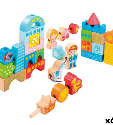 Woomax Bouwspel 32 onderdelen set with six colorful building pieces for creative play and construction.