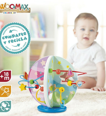 Woomax activity center for babies, set of 2, with colorful toys and features, measuring 25.5 x 20.5 x 20 cm.