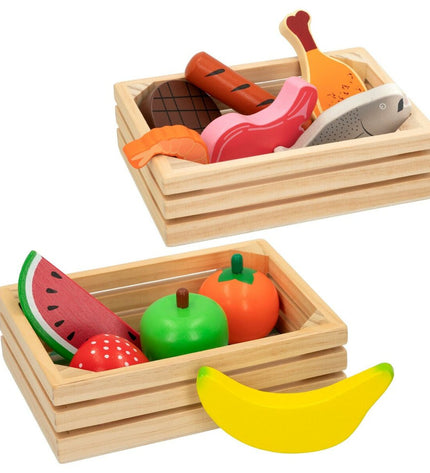 Woomax Eten speelgoedset with 12 pieces, includes pretend food items for kids' role-playing and imaginative play.
