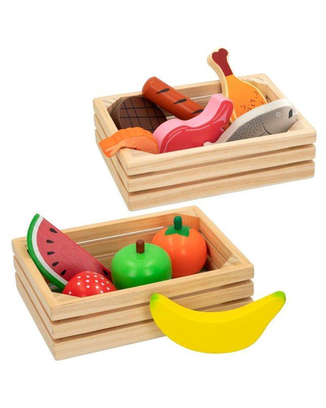 Woomax Eten speelgoedset with 12 pieces, includes pretend food items for kids' role-playing and imaginative play.