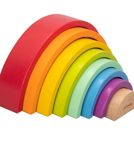 Woomax rainbow wooden kids' puzzle with 8 pieces, four sets, colorful educational toy for children, part of puzzle and brain teaser collection.