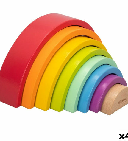 Woomax wooden children's puzzle with 8 rainbow pieces, 4 sets, colorful and educational toy for kids.
