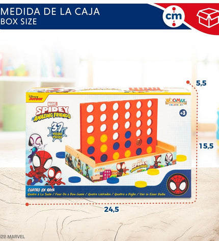 Six Spidey-themed toy figures, each measuring 24x16x15 cm, from the Spidey Playset collection, displayed together.