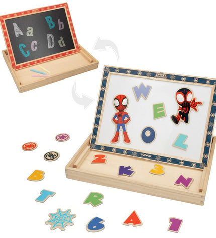 Set of six Spider-Man magnetic boards for creative play, featuring colorful Spider-Man superhero designs for kids' activities.