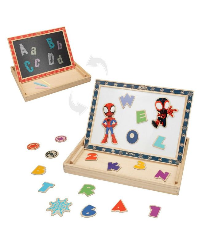 Set of six Spider-Man magnetic boards for creative play, featuring colorful Spider-Man superhero designs for kids' activities.