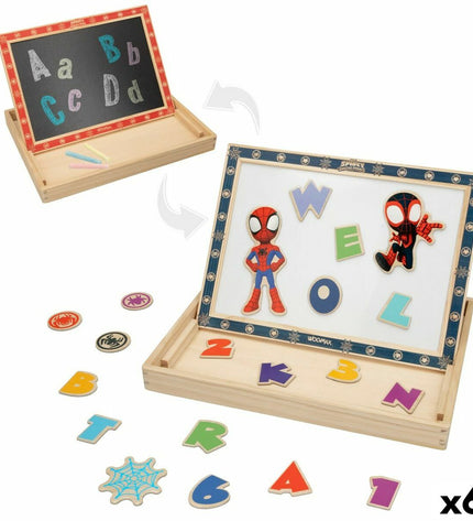 Set of six Spider-Man magnetic boards featuring colorful Spider-Man-themed images for creative activities and play.