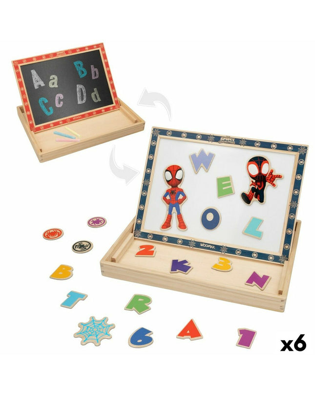 Set of six Spider-Man magnetic boards featuring colorful Spider-Man-themed images for creative activities and play.